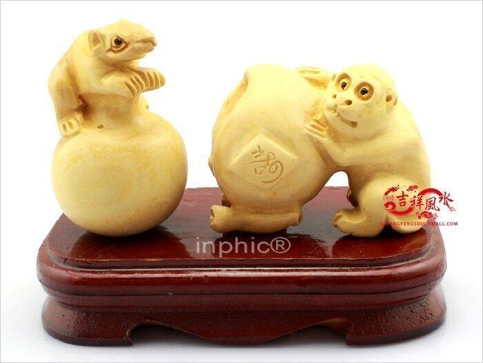 INPHIC-開運 開光菩提子申興旺金葉擺件寶葫蘆隨身金卡擺件申鼠獻瑞(一對帶底座)