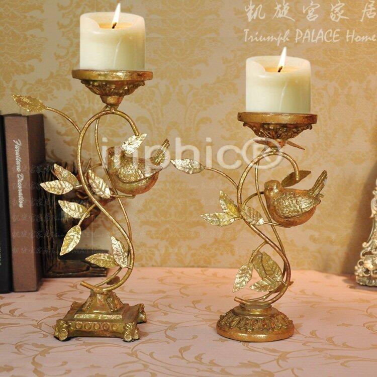 INPHIC-歐式套二鐵藝小鳥燭臺擺飾 餐桌裝飾品 主臥擺飾
