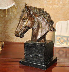 INPHIC-歐美風格復古銅馬頭擺飾 客廳板房裝飾品樹脂工藝品