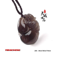 INPHIC-天然水晶 冰種黑曜石 雕刻 如意貔貅 吊墜掛件 招財避邪 保平安