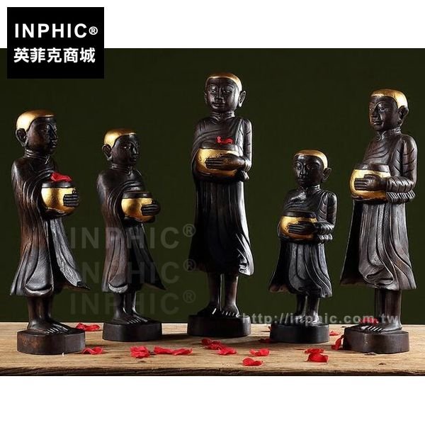 INPHIC-會所工藝裝飾品木雕酒店小和尚人偶擺飾門廳客廳東南亞客廳