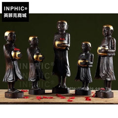 INPHIC-會所工藝裝飾品木雕酒店小和尚人偶擺飾門廳客廳東南亞客廳