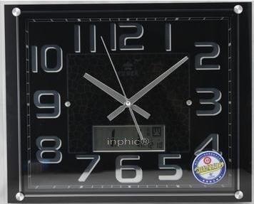 INPHIC-LCD萬年曆溫度表靜音計時客廳辦公鐘黑色