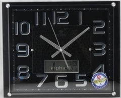 INPHIC-LCD萬年曆溫度表靜音計時客廳辦公鐘黑色