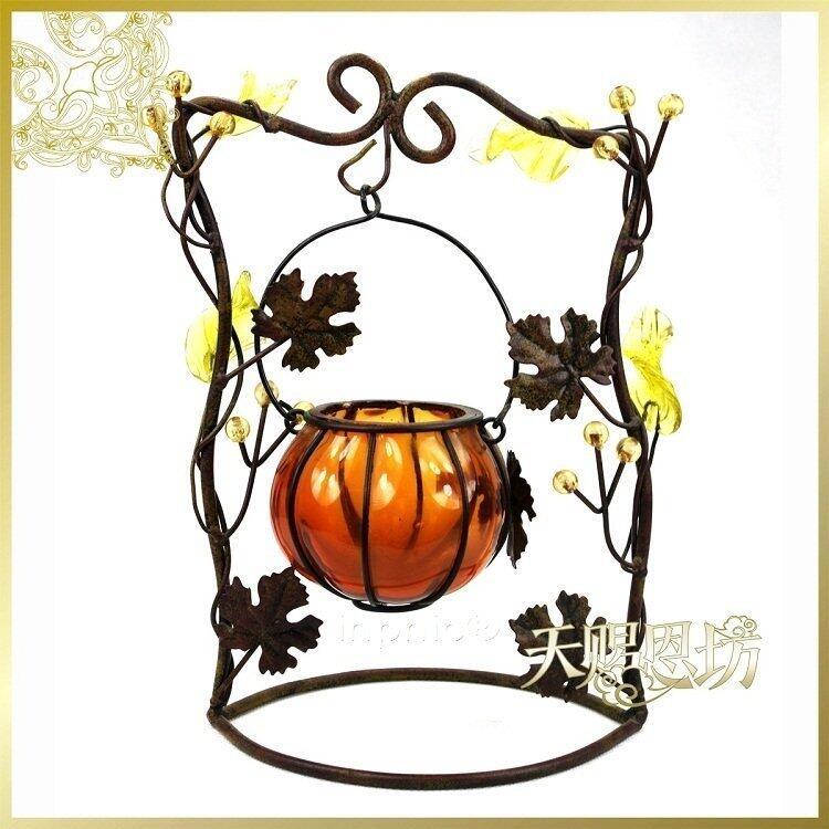 INPHIC-印度進口手工琉璃南瓜燭臺家居工藝品復古燭臺