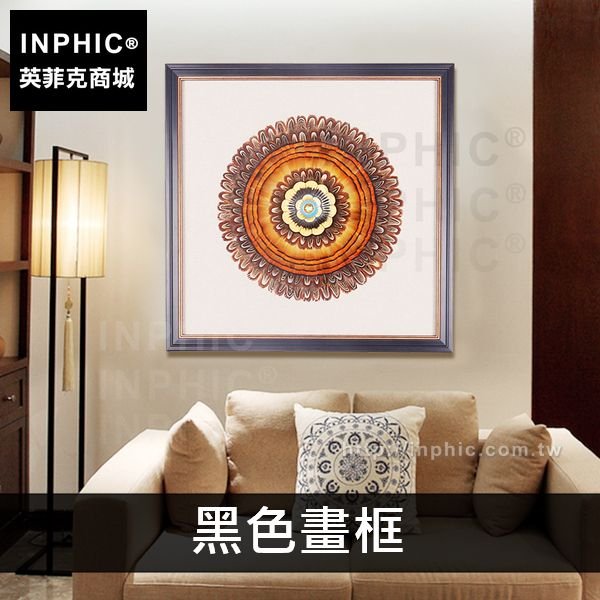 INPHIC-羽毛餐廳會所客廳民宿掛畫實物畫東南亞中式裝飾畫-黑色畫框