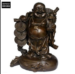 INPHIC-佛像 開光純銅彌勒佛擺件家居裝飾品彌勒佛辦公室招財金幣佛工藝品