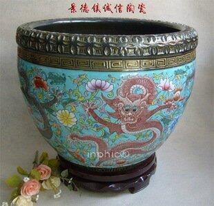 INPHIC-景德鎮復古陶瓷工藝品 粉彩雕刻藝術瓷器大龍缸 畫缸 魚缸 收藏