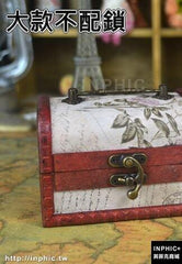 INPHIC-復古帶鎖木盒子仿古歐式小木盒創意桌面雜物首飾收納盒拍照道具-大款不配鎖