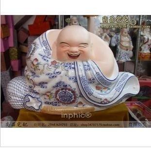 INPHIC-哈哈佛彌勒佛22吋青花哈哈佛笑口常開景德鎮雕塑瓷 哈哈羅漢