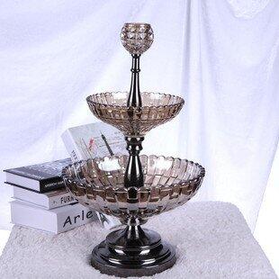 INPHIC-雙層玻璃果盤 水果盤 托盤 糖果盤  歐式果盤燭臺