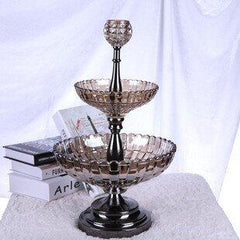 INPHIC-雙層玻璃果盤 水果盤 托盤 糖果盤  歐式果盤燭臺