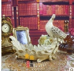 INPHIC-歐式複古孔雀水果盤 樹脂工藝品家居擺設 客廳餐桌茶幾裝飾品擺飾