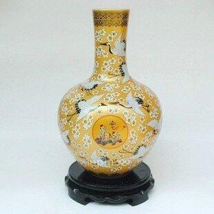 INPHIC-ZF-D609 景德鎮陶瓷 彩釉粉彩 松鶴童子 天球花瓶花插 工藝擺飾