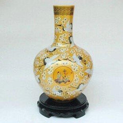 INPHIC-ZF-D609 景德鎮陶瓷 彩釉粉彩 松鶴童子 天球花瓶花插 工藝擺飾