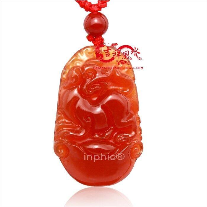 INPHIC-開光紅色的【神犬運寶】石墜護身符吊墜屬兔人吉祥物