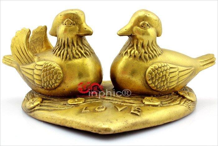 INPHIC-開光黃銅鴛鴦擺件合合牌法令符助姻緣催桃花和睦心心相印擺設