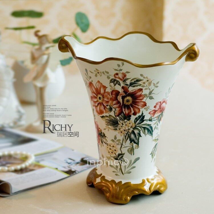 INPHIC-歐式現代時尚 手繪薔薇花 陶瓷花瓶花器 裝飾擺飾