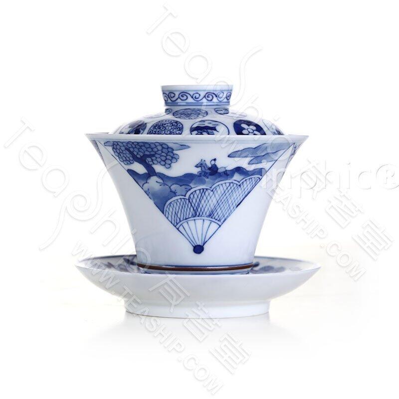 INPHIC-手繪青花 五良大甫 功夫茶具 整套茶具 蓋碗 品杯