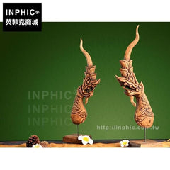 INPHIC-東南亞龍鳳角桌面擺飾工藝品泰國木頭雕刻裝飾品擺設