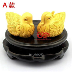 INPHIC-開運 開光黃色的【財喜雙至】擺件蛇年屬兔開運吉祥物(一對帶底座)