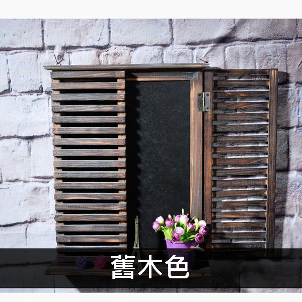 INPHIC-酒吧木質百葉窗咖啡店裝飾復古美式黑板留言板家居鄉村牆飾-舊木色