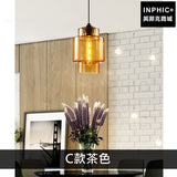 INPHIC-現代吧臺吊燈單燈簡約小吊燈工業風玻璃燈罩彩色造型北歐-C款茶色
