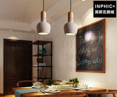 INPHIC-簡約水泥吊燈實木日式吧臺現代餐廳燈北歐