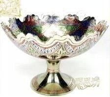 INPHIC-精美銅器印度進口彩銅純手工雕花高腳大果盤飯店果盤彩色果盤