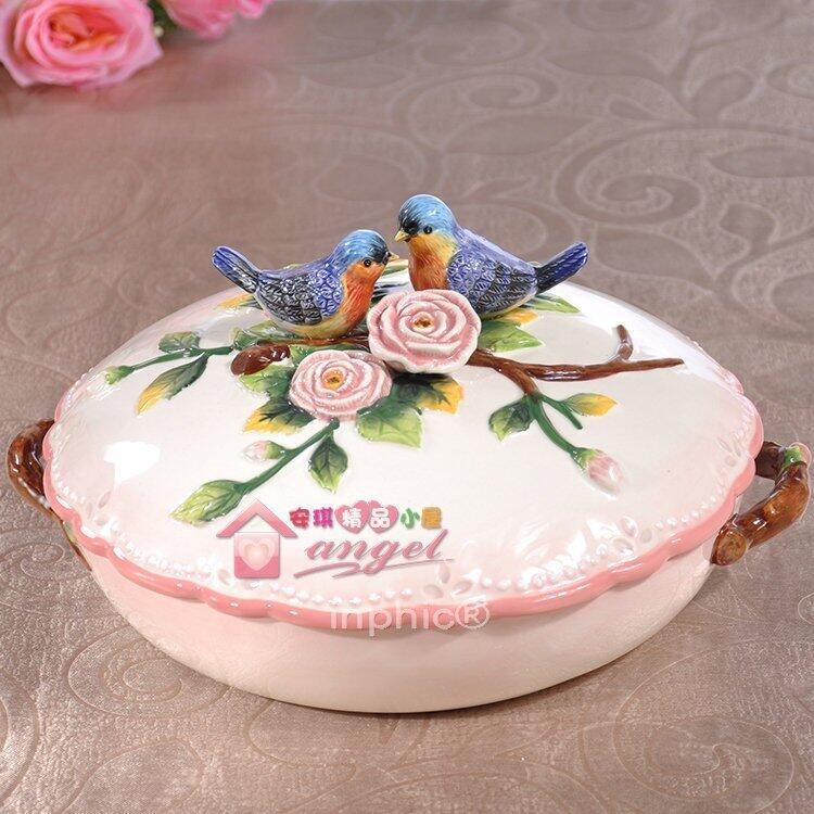 INPHIC-歐式薔薇物語陶瓷加蓋糖果盒瓜子盒糖果盤零食盤家居飾品