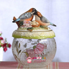 INPHIC-歐式簡約歐式知更鳥 陶瓷玻璃糖果罐儲物罐擺飾家居飾品