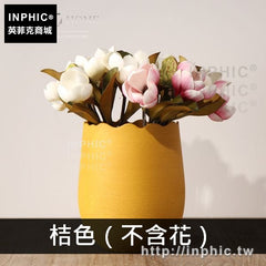 INPHIC-花器歐式家居現代陶瓷手工簡約擺件裝飾品餐桌花瓶插花客廳-桔色（不含花）