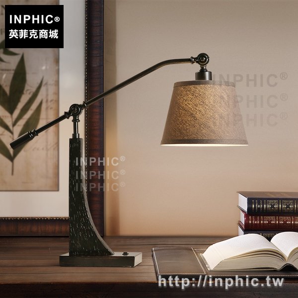 INPHIC-歐式釣魚樹脂檯燈布質床頭燈美式臥室鄉村復古