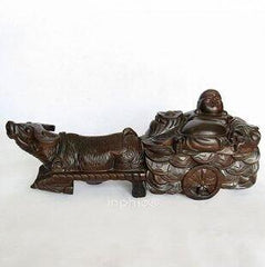 INPHIC-越南紅木工藝品木雕家居風水擺飾 彌勒佛笑佛 50牛拉佛