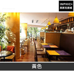 INPHIC-簡約彩色咖啡奶茶燈具兒童房間魚線吊燈現代餐廳燈三燈-黃色