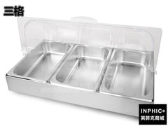 INPHIC-不鏽鋼長方形展示臺自助餐水果展示盤點心罩水果展示盤CP翻蓋-三格