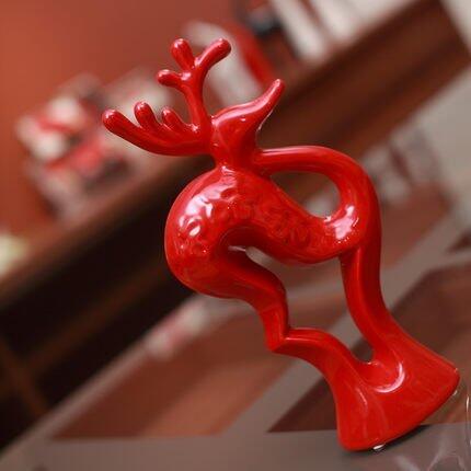 INPHIC-家飾 時尚裝飾品擺件陶瓷工藝品 紅白情侶梅花鹿