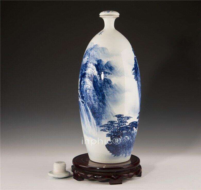 INPHIC-景德鎮十五斤青花陶瓷酒瓶 15斤密封酒壇 手繪山水長瓶