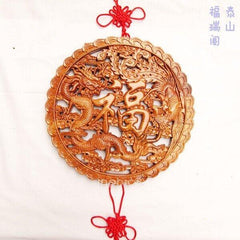 INPHIC-開光桃木龍鳳福掛件掛盤 風水木質掛件 促姻緣