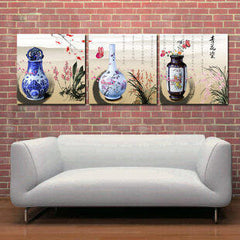 INPHIC-青花瓷 瓷器裝飾畫 掛鐘 掛畫 沙發背景墻裝飾畫 無框畫客廳 梅花