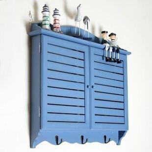 INPHIC-藍色百葉電錶箱 裝飾箱 遮擋箱 地中海風裝飾 壁飾 壁掛 弱電箱