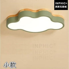 INPHIC-吸頂燈臥室彩色馬卡龍雲朵木藝LED燈條書房實木燈具北歐-綠色小款