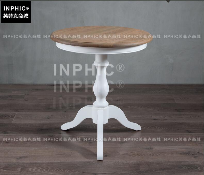 INPHIC-歐式鄉村風仿古做舊小圓桌 美法式電話臺圓形茶幾角幾-B款