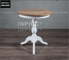 INPHIC-歐式鄉村風仿古做舊小圓桌 美法式電話臺圓形茶幾角幾-B款