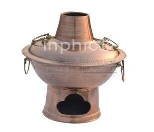 INPHIC-30火鍋 卷邊紅銅火鍋木炭火鍋傳統3-4人使用