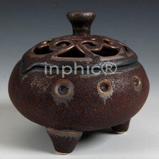 INPHIC-藏香香爐佛具瓷器香爐佛具鐵鏽釉圖騰香熏爐