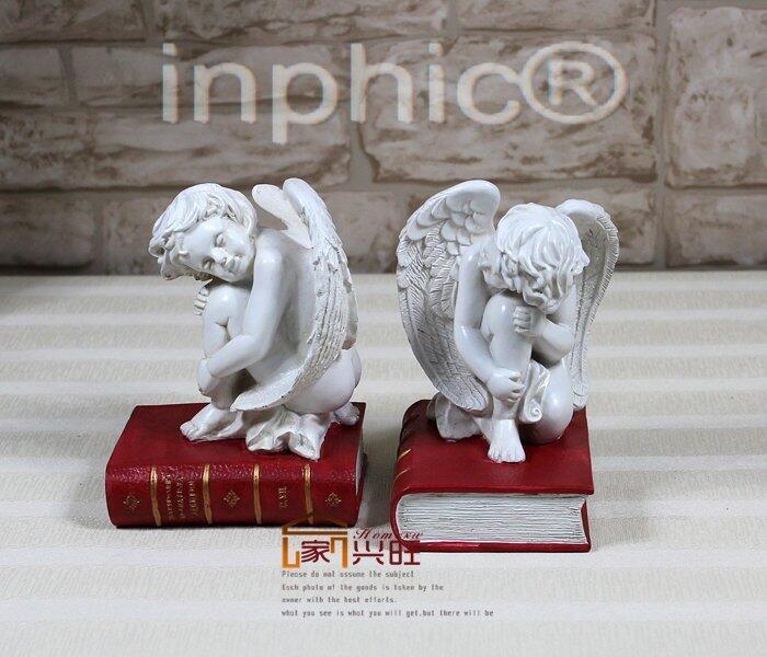 INPHIC-歐美流行擺飾Angels丘比特天使書靠創意書擋樹脂歐式人物學業書房  (一對)