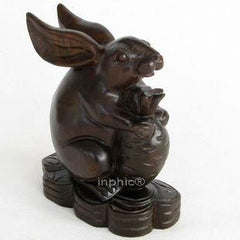 INPHIC-木雕家居風水擺飾紅木工藝品 生肖蘿蔔兔子