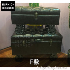 INPHIC-整理擺設皮質收納箱家居鐵架創意坐椅美式收納凳復古-F款