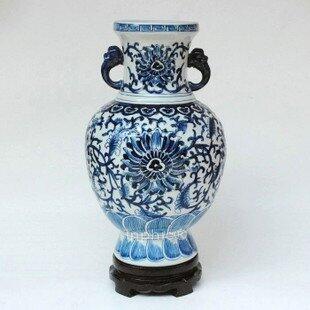 INPHIC-ZF-B205 景德鎮 陶瓷 青花瓷器 雕刻手繪 富貴鏈藤雙耳 陶瓷花瓶